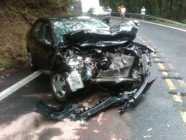 Toyota involved in head-on collision. No intrusion to the interior of the car.