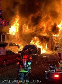 Sykesville and mutual aid units working a house fire in the 6100 block of Frontier Road in Eldersburg, 1/2/23